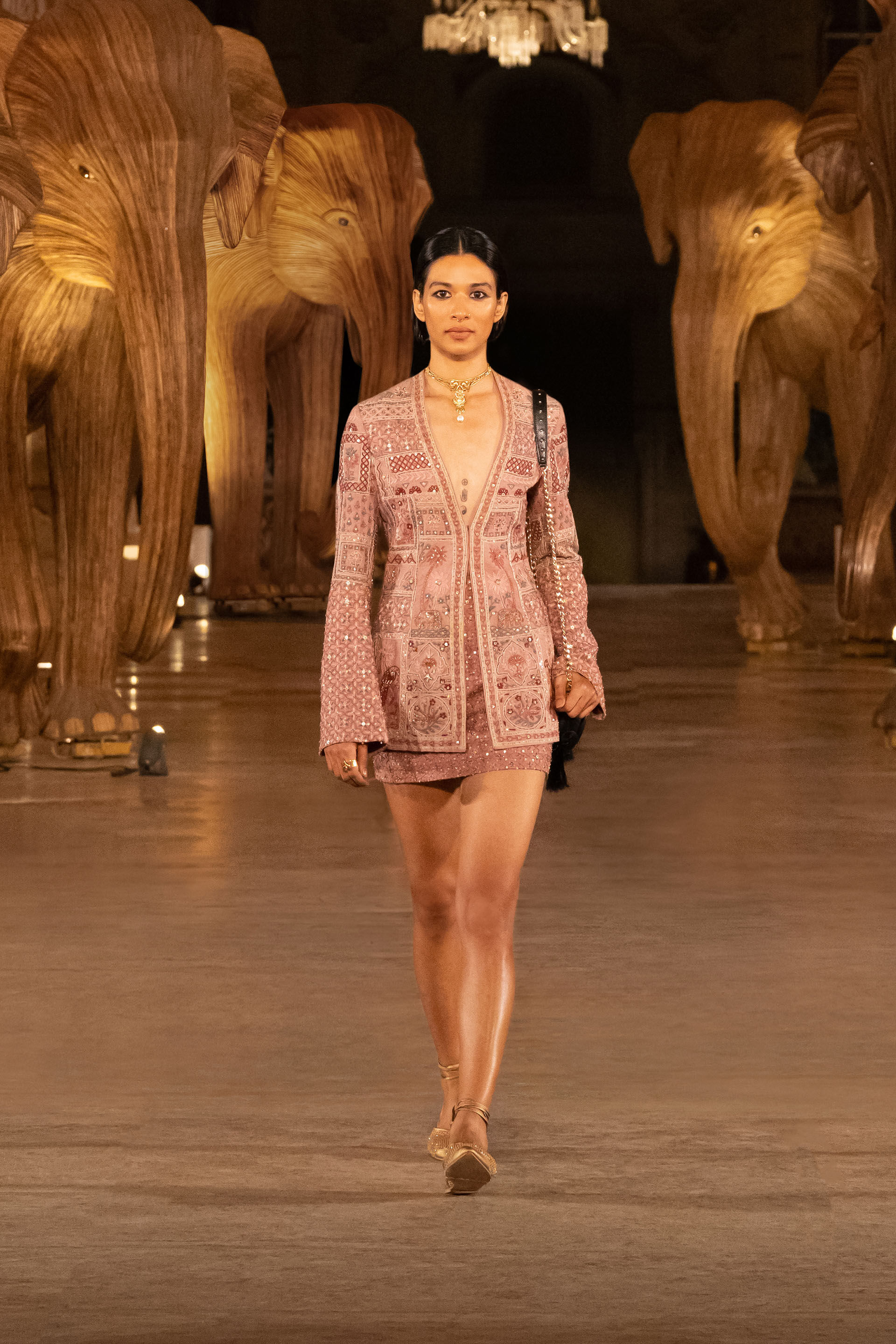 Ballad Of Birds SEWA Hand-embroidered Silk Skirt Set - Old Rose, Old Rose, image 5